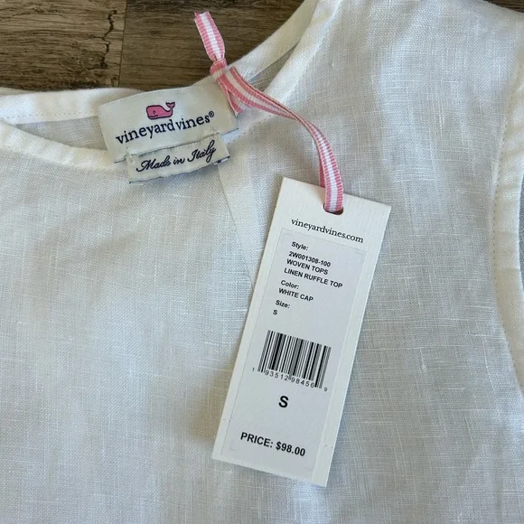 NWT Vineyard Vines Linen Ruffle Tank Blouse S - Picture 6 of 13